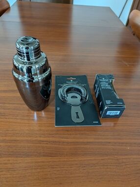 Viski Heavy Cobbler Cocktail Shaker Gunmetal Stainless Steel Barfly Strainer